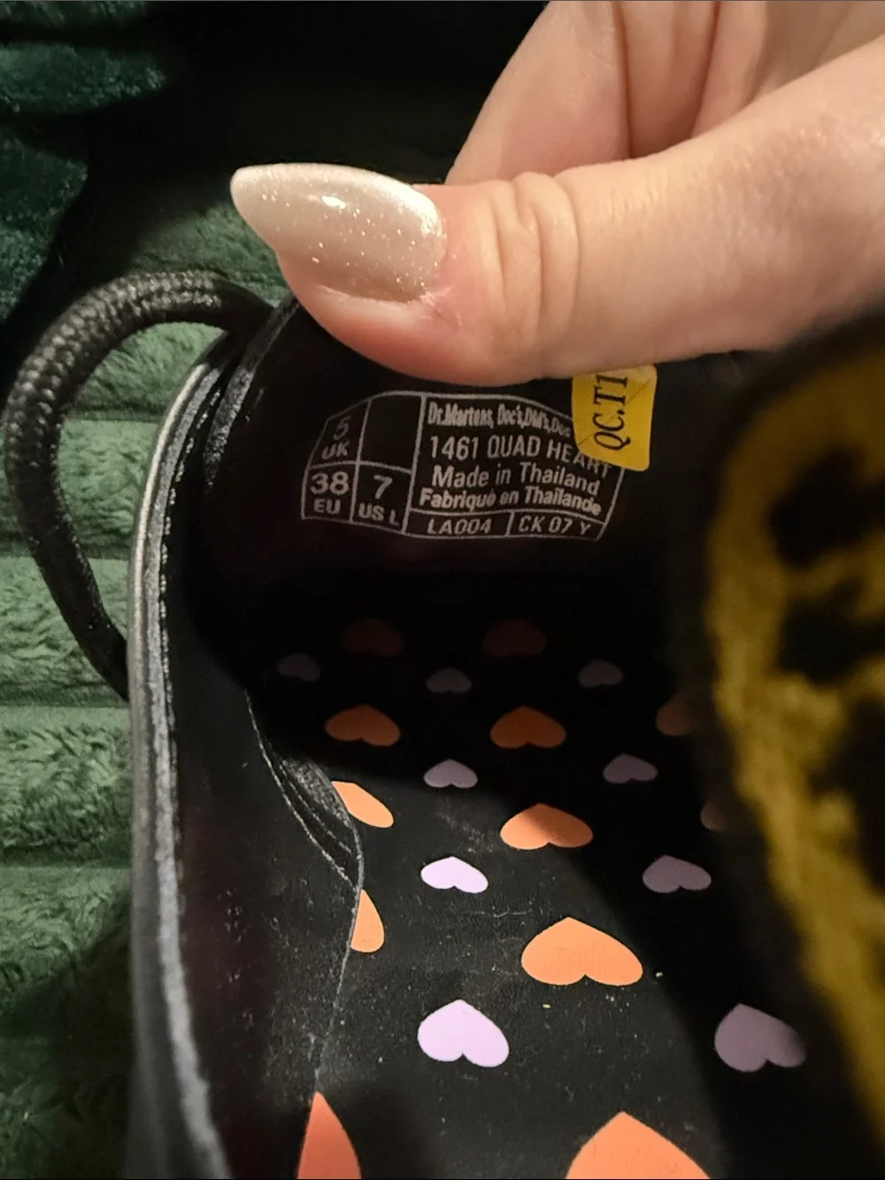 Dr. Martens Women’s Black Leather Heart Oxford Shoes - Pink Heart Detail